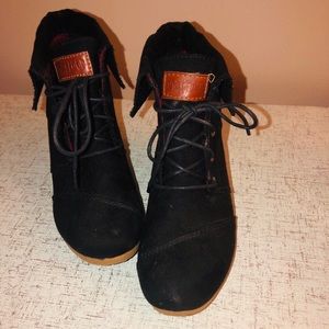 Black Wedge Ankle Boots